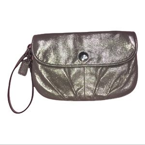 Coach 45263 Pewter Shimmer Large Wristlet Clutch